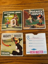 View-Master Reels 4 vintage sets Mighty Mouse, Mickey Mouse, Huckleberry Hound