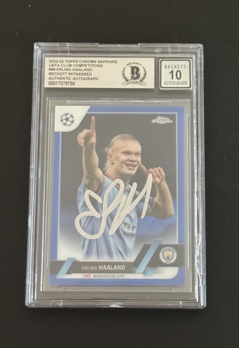 ERLING HAALAND SIGNED 2022-23 TOPPS CHROME AUTO 10 CARD BECKETT