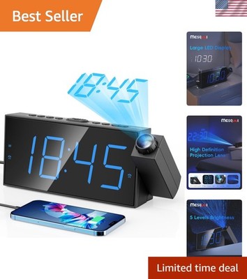 Stylish LED Projection Alarm Clock with Battery Backup & Adjustable Brightness