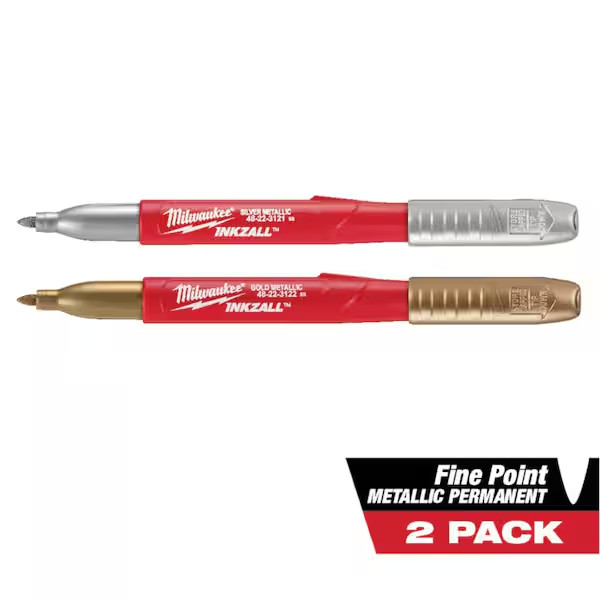 Milwaukee INKZALL Silver and Gold Fine Point Jobsite Permanent Markers (2-Pack)