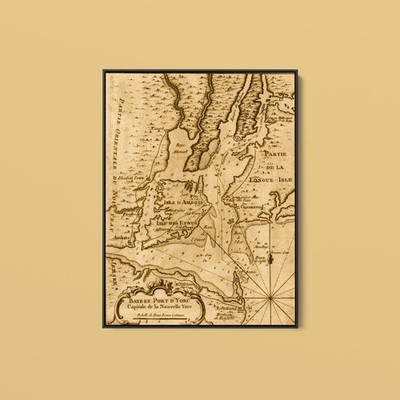 Vintage Maps - French Map of New York, Islands and Harbor - Paper or Canvas