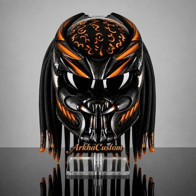 CHOPPER MOTORRADHELM CUSTOM PREDATOR ORANGE FIRE ( DOT & ECE ZERTIFIZIERT)