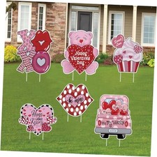 Valentines Day Decorations Yard Signs, 6 Pcs Candy Heart Lawn Decorations