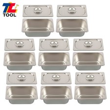 1/3 Size 8 Pack 6" Deep Hotel Pans Steam Table Pan Stainless Steel with Lid