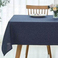 Rectangle Linen Textured Tablecloth Waterproof Spillproof Wrinkle Free Washable