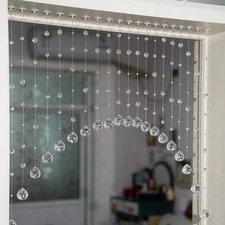 20 Strings Crystal Beaded Curtain, Arched Door String Curtain, Hanging Doorwa...
