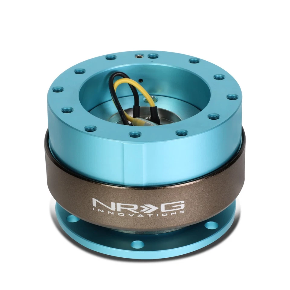 NRG Aluminum Steering Wheel Quick Release Gen 2.0 Minty Fresh Body/Titanium Ring - Image 2 of 4