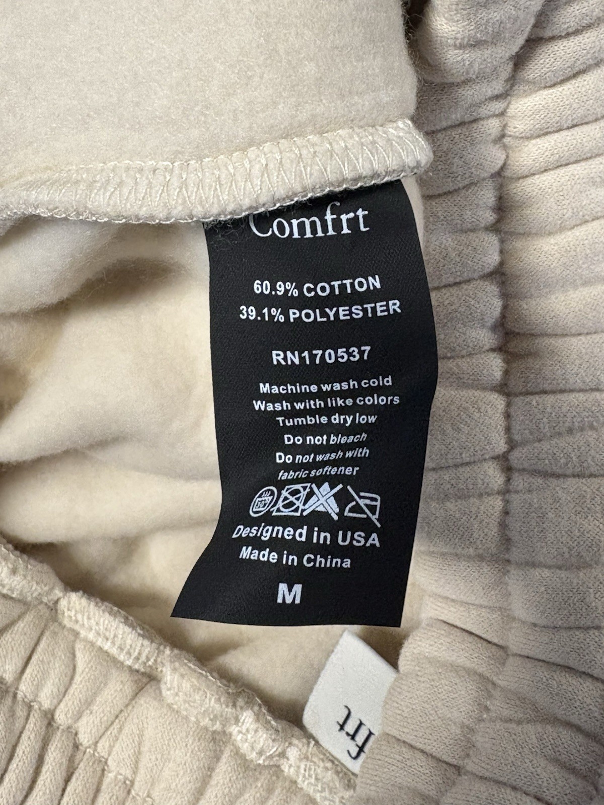 Comfrt Signature sweatpants Color- Bone Unisex Adult Size Medium