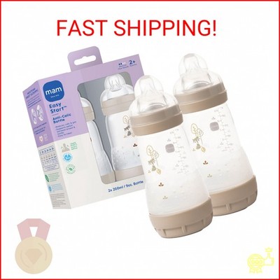 MAM 9oz Easy Start Anti-Colic Wide Neck Vented Baby Bottle, Medium Flow Breastfe