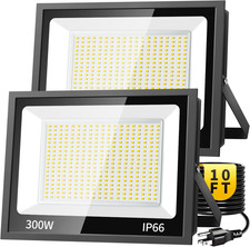 300W LED Flood Light 36000LM, IP66 Waterproof, 2 Pack for Outdoor Use