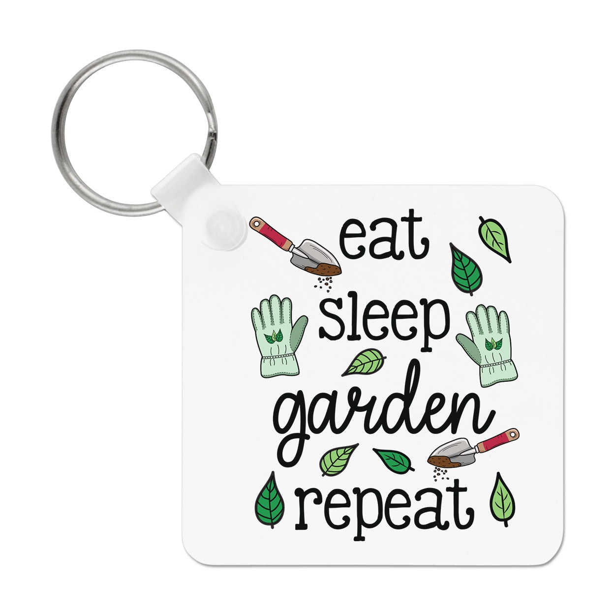 Eat Sleep Garden Repeat Keyring Key Chain Gardener Plant Lover Succulents