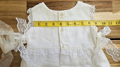 ATELIER D'Ocon Baby Girl Christening Baptism Beige dress Bonnet Bloomer 3-6 mos - Picture 19 of 20