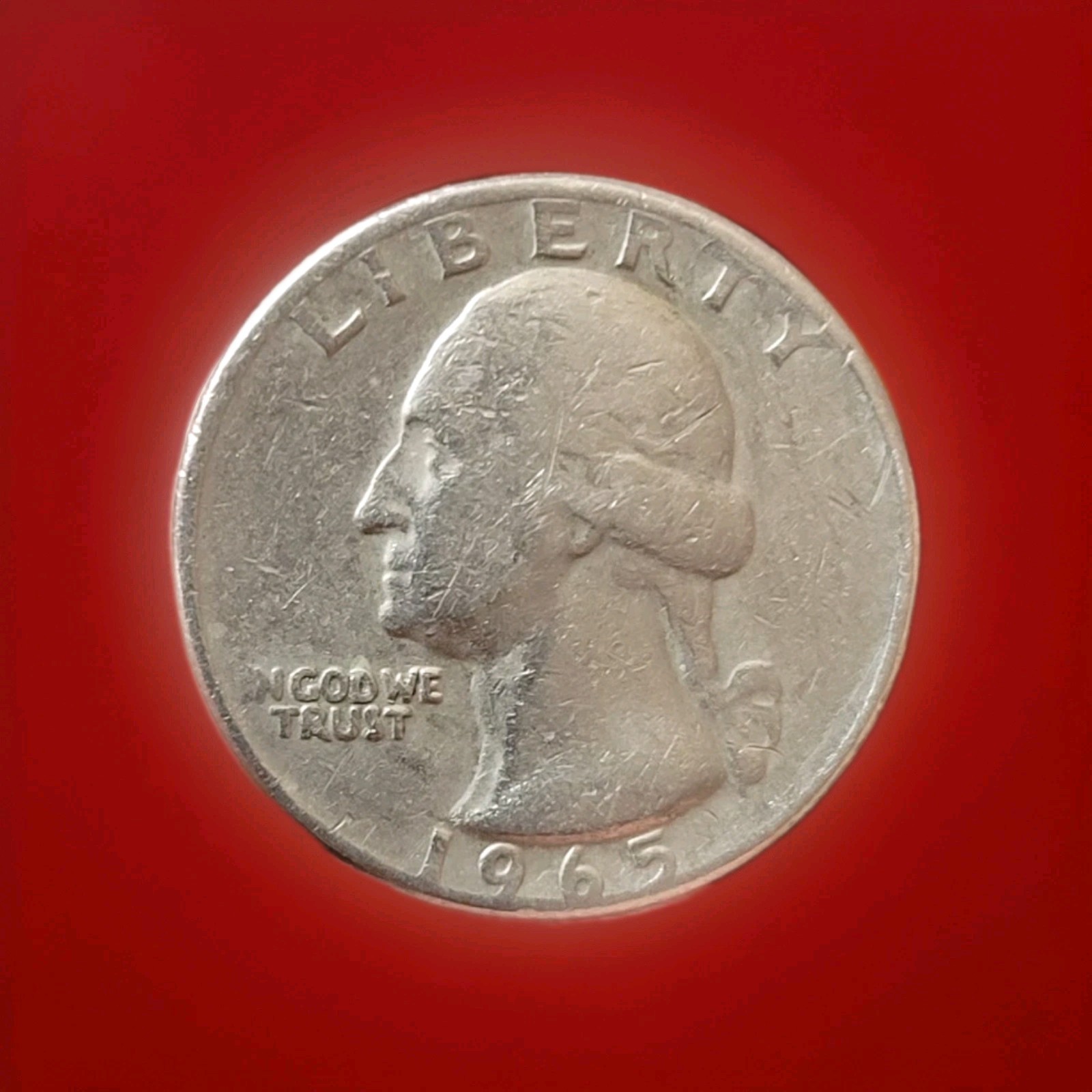 Rare Error 1965 No Min Mark Washington Quarter