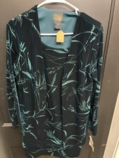 NWT Teddi Evening Green Velevt Dress/Jacket 1 Piece Dress - Size 10P