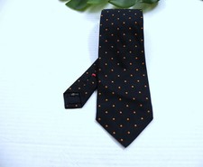 Ermenegildo Zegna Navy Blue Orange Polka Dots Classic Luxury ITALY