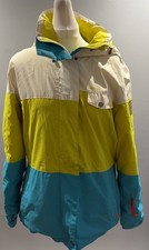 WOMENS WED'ZE DECATHLON SIZE EUR Large LIME BLUE MIX SKI SNOW JACKET COAT HOODED
