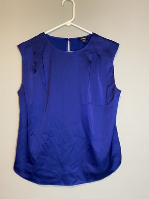 Express Women's Small Royal Blue Satin Sleeveless Blouse Small Career Business