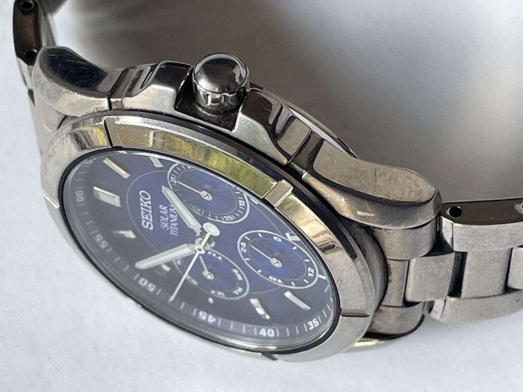 時計 SEIKO V14J-OAEO SOLAR TITANIUM QUARTZ Seiko Solar V14J-0Ae0 Analog Solar Men Titanium Quartz