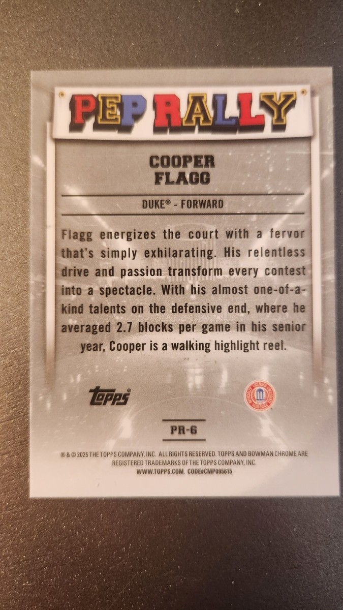 Cooper Flagg PEP RALLY 2024-25 Bowman Chrome University