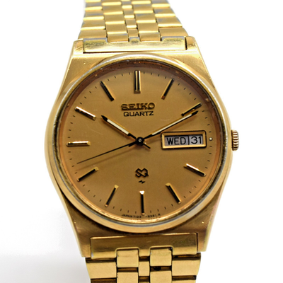 80s Vintage Seiko SQ 7123-8339 Day/Date Quartz Watch-New Battery