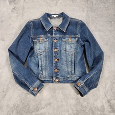 Eileen Fisher Jacket Womens XS Petite Blue Denim Trucker Organic Cotton Stretch