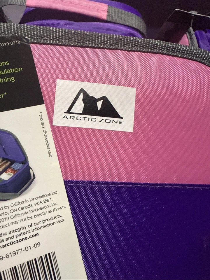 Bolsa/caja de almuerzo aislada Coldlok sin cremallera Arctic Zone rosa y púrpura sin etiqueta Foto 4 de 4