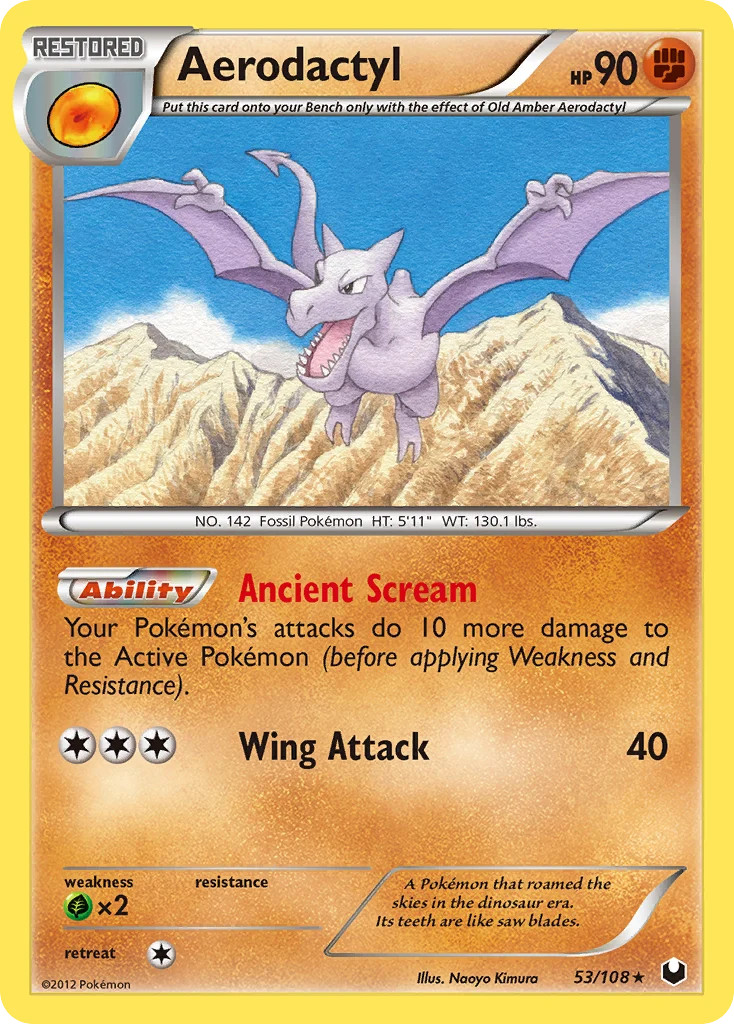Pokemon Aerodactyl 53/108 Reverse Holofoil LP Dark Explorers Rare