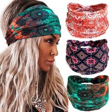 Boho Headbands Wide Knotted Hairbands Stretch Printed Head Bands Bohemia Head Wr