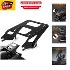 Black Detachable Two Up Tour Pack Pak Mounting Luggage Rack Compatible for Ha...