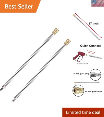 #ad Heavy Duty 2 Pack Stainless Steel Extension Wands for Pressure Washers 17 Inch $16.99