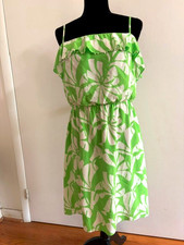 Lilly Pulitzer Darcia Limeade Green Floral Print Silk Dress, Style 73219, sz 12