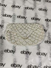 Vintage Beaded Evening Clutch Purse Ivory White Handbag Made In W. Germany