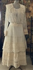Edwardian Sheer Net and Lace Dress Wedding -Excellent