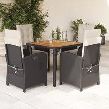 Garden Dining Set Black and Cream White