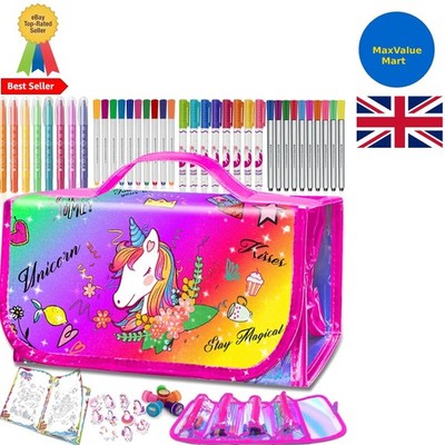 Reisefreundliches Einhorn Marker Set - 56 waschbare, duftende Kunstzubehör für Kinder