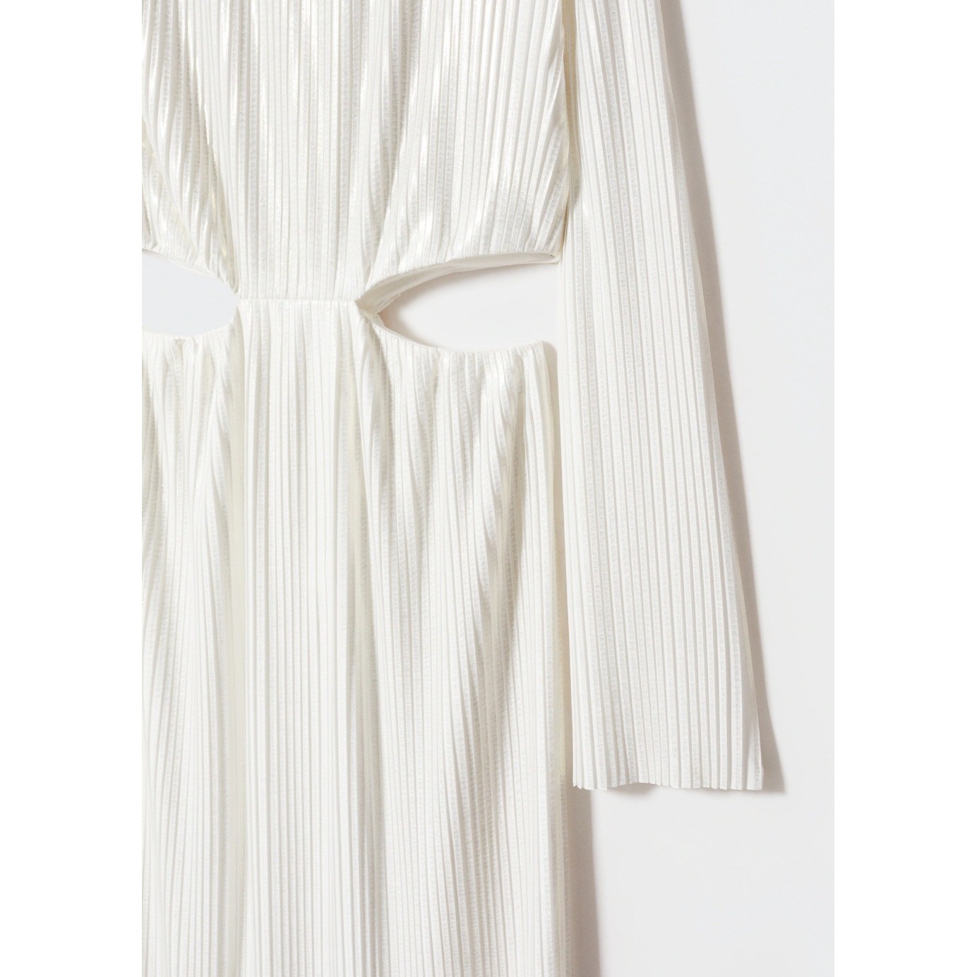 RNWY White Ribbed Cutout Long Sleeve Midi Dress Size S