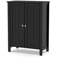 Costway 2-Door Bathroom Floor Storage Cabinet Space Saver Organizer Black