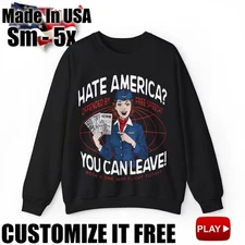 Long Sleeve SweatShirt Gildan Hate America You Can Leave Book A Flight C1.0