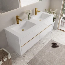 Pre-Assembled 60-Inch Bathroom Vanity with Floating Design, Water-Resistant