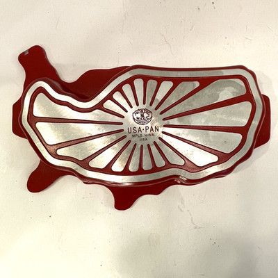 Nordic Ware Pan Red Enamel USA America Shaped Baking Bundt Cake Aluminum Pan