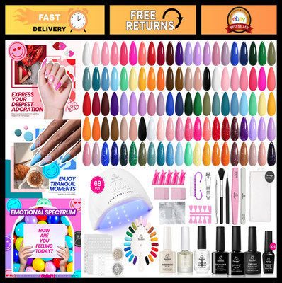 68 Pcs Gel Nail Polish Kit with UV Light, 35 Colors, Base & Top Coat, Soak Off M