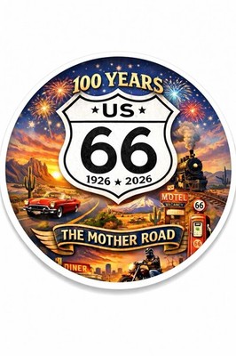 (Buy 2, get 1 Free)STICKER Route 66 100th anniversary Americana 1926 USA MOTR