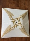 Vintage 50's midcentury modern glass shade Ceiling Light fixture Gold Fern Leaf — photo 5