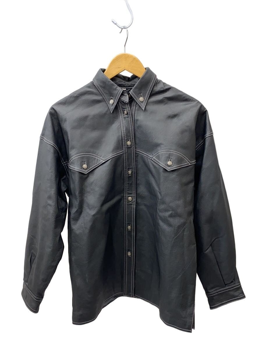 Leather Jacket Blouson/-/Pig Leather/Blk/Plain 6681