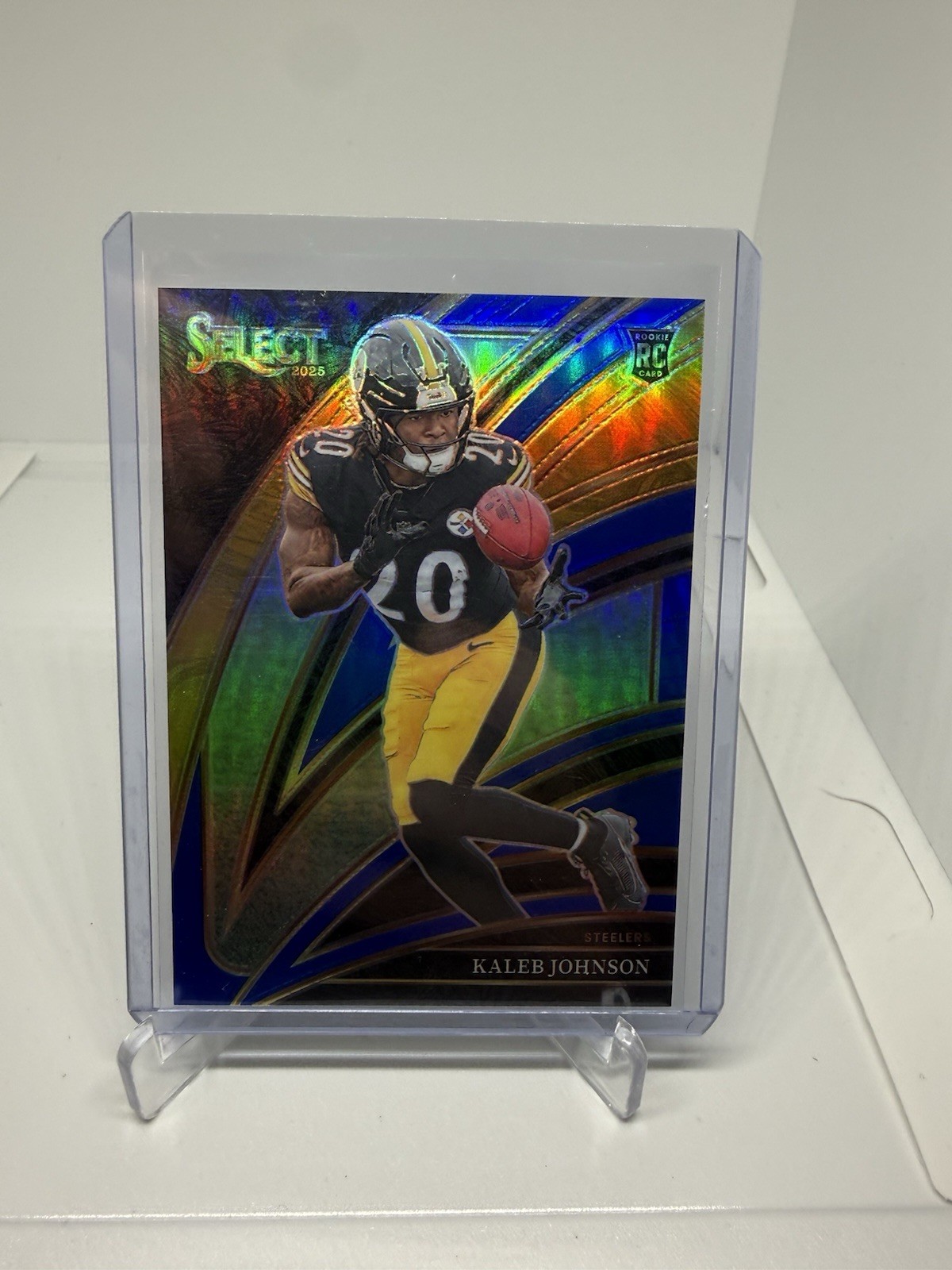 2025 Panini Select Kaleb Johnson Steelers #252 Club Level Blue Prizm /99 RC