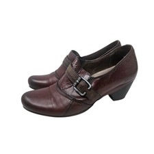Taos 38 Brown Leather Comfort Loafer Duo Heel Buckle Casual Boho