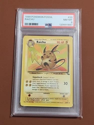 1999 Pokemon Fossil Raichu #29 PSA 8