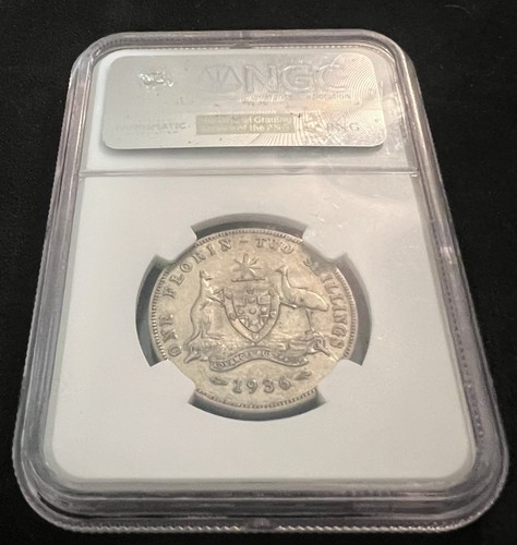 1936 Australia Florin Silver Coin 2 Shillings VF 35 - Picture 2 of 4