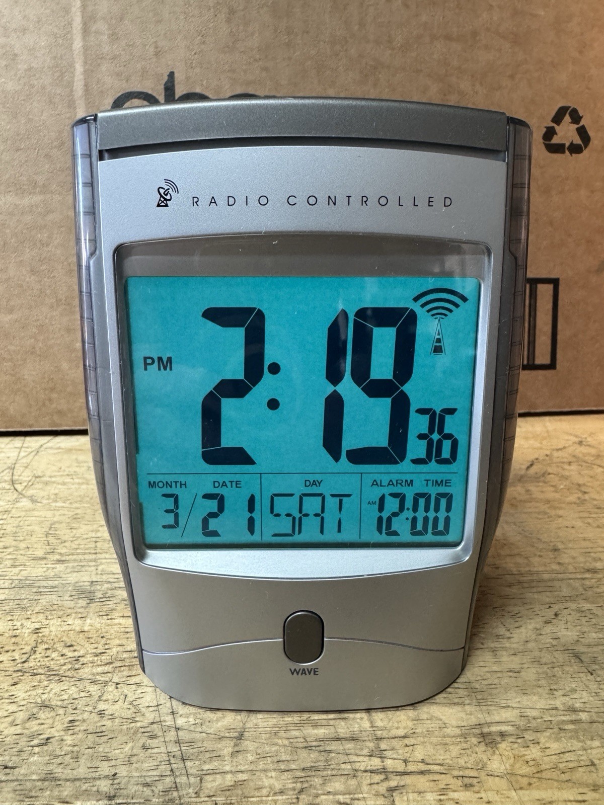 Cordless Atomic Digital Alarm Clock with Blue Backlit LCD Display