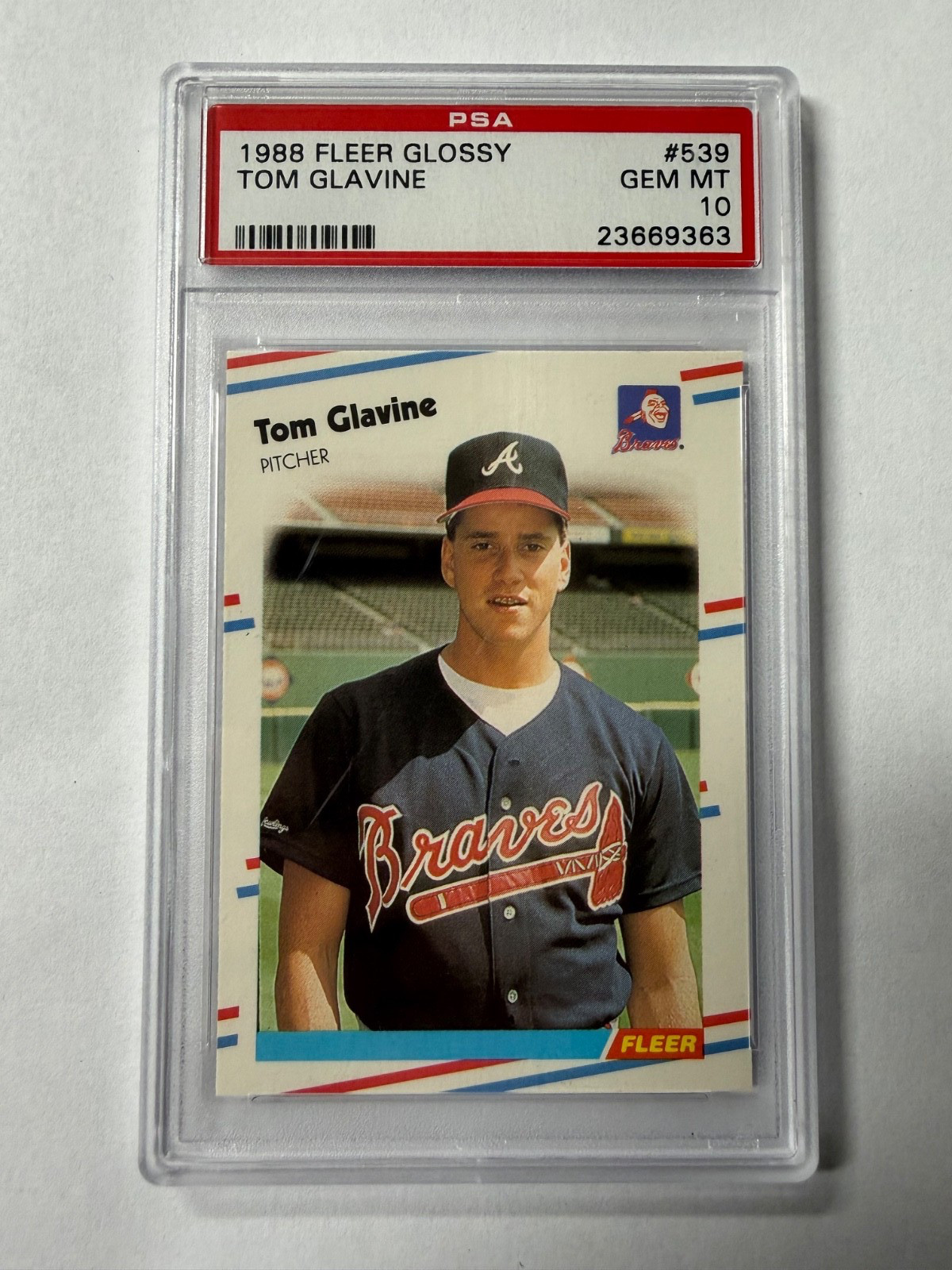 Tom Glavine 1988 Fleer Glossy #539 Rookie RC PSA 10 GEM MINT Braves 📈